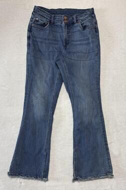 Canyon Retreat Jeans Womens 8 Blue Bootcut Frayed Hem Distressed Stretch Denim